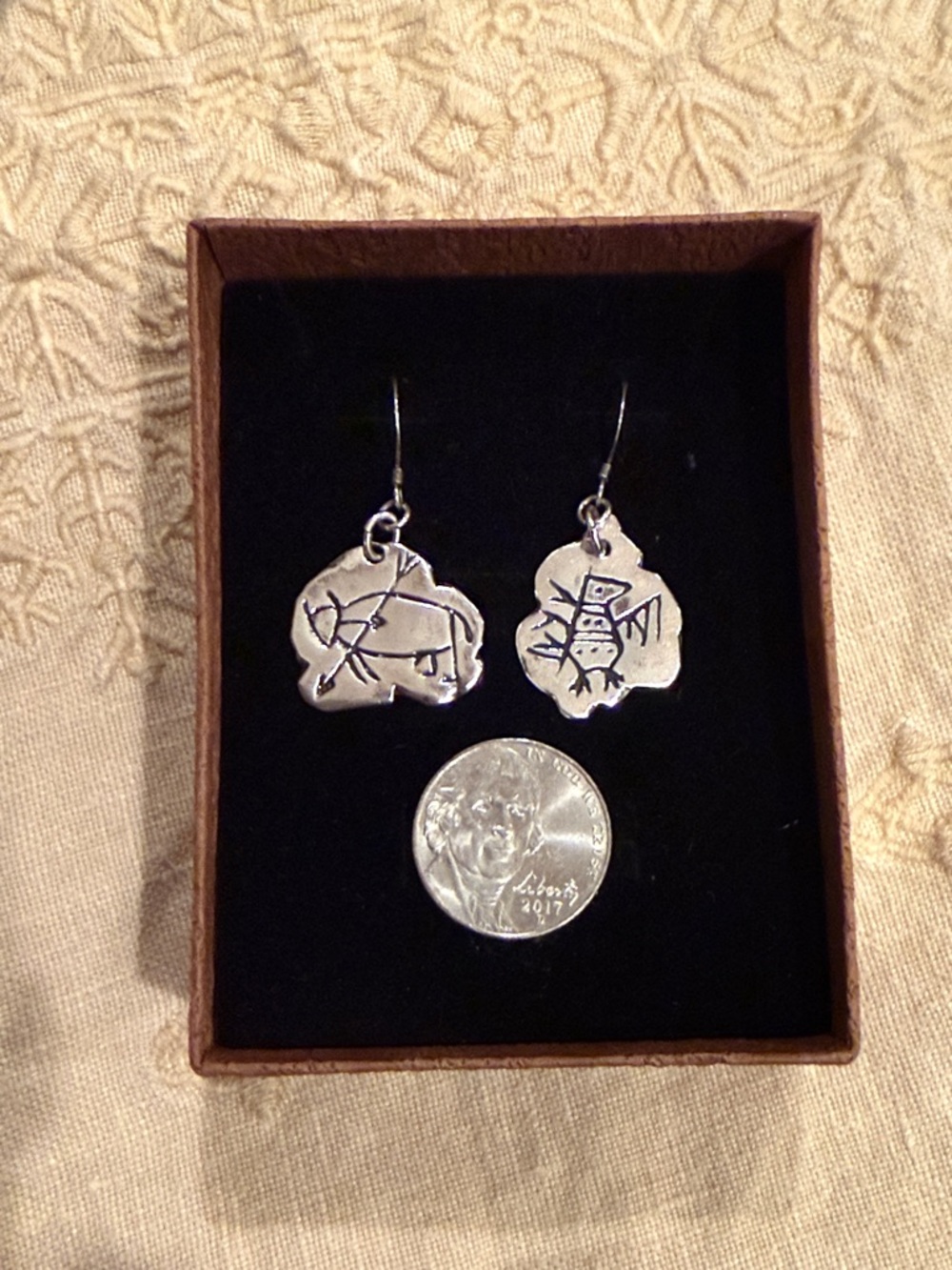 Native American Indian Designed Earrings - Sterling Silver - Picture 4 of 4